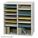 16 Comp. Wood Adjustable-Compartment Literature Organizer - 9422GR