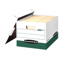 R-Kive White-Green Storage Boxes, LETTER/LEGAL, Carton of 12 