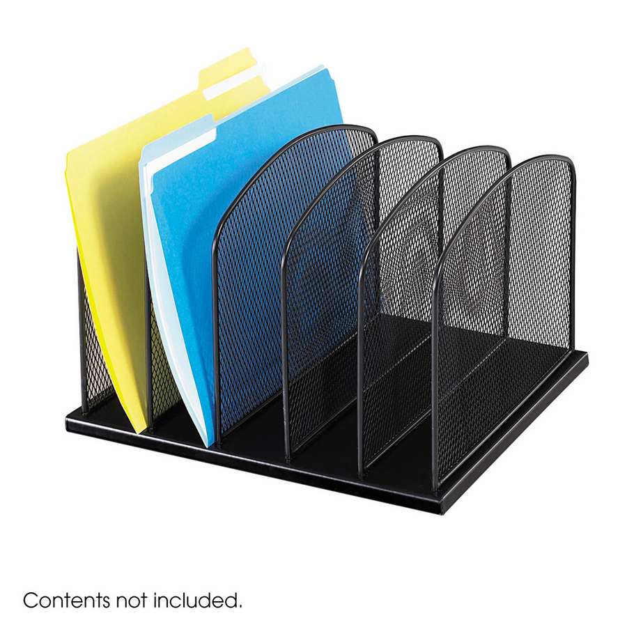 Safco Onyx Mesh Desk Organizer 5 Upright Sections (3256BL)