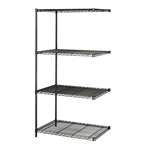 Industrial Wire Shelving - Add-on Unit - 36"W x 18"D x 72"H Industrial wire shelving; Industrial wire storage shelving; Industrial backroom shelving; Industrail back room shelving; Steel shelving; Storage shelving; Extra strength steel shelving; Garage storage; Backroom storage; Backroom shelving; Backroom organziation; Back room storage; Back room shelving; Back room organziation; Facility maintenance; Heavy duty steel shelving; Black steel shelving; Black storage shelving; Black extra strength steel shelving