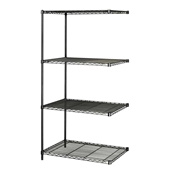 Industrial Wire Shelving - Add-on Unit - 36"W x 18"D x 72"H Industrial wire shelving; Industrial wire storage shelving; Industrial backroom shelving; Industrail back room shelving; Steel shelving; Storage shelving; Extra strength steel shelving; Garage storage; Backroom storage; Backroom shelving; Backroom organziation; Back room storage; Back room shelving; Back room organziation; Facility maintenance; Heavy duty steel shelving; Black steel shelving; Black storage shelving; Black extra strength steel shelving