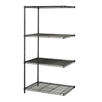 Industrial Wire Shelving - Add-on Unit - 36"W x 24"D x 72"H Industrial wire shelving; Industrial wire storage shelving; Industrial backroom shelving; Industrail back room shelving; Steel shelving; Storage shelving; Extra strength steel shelving; Garage storage; Backroom storage; Backroom shelving; Backroom organziation; Back room storage; Back room shelving; Back room organziation; Facility maintenance; Heavy duty steel shelving; Black steel shelving; Black storage shelving; Black extra strength steel shelving