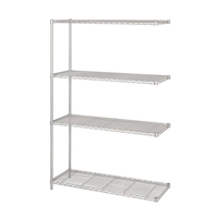 Industrial Wire Shelving - Add-on Unit - 48"W x 18"D x 72"H Industrial wire shelving; Industrial wire storage shelving; Industrial backroom shelving; Industrail back room shelving; Steel shelving; Storage shelving; Extra strength steel shelving; Garage storage; Backroom storage; Backroom shelving; Backroom organziation; Back room storage; Back room shelving; Back room organziation; Facility maintenance; Heavy duty steel shelving; Black steel shelving; Black storage shelving; Black extra strength steel shelving