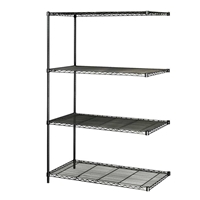 Industrial Wire Shelving - Add-on Unit - 48"W x 24"D x 72"H Industrial wire shelving; Industrial wire storage shelving; Industrial backroom shelving; Industrail back room shelving; Steel shelving; Storage shelving; Extra strength steel shelving; Garage storage; Backroom storage; Backroom shelving; Backroom organziation; Back room storage; Back room shelving; Back room organziation; Facility maintenance; Heavy duty steel shelving; Black steel shelving; Black storage shelving; Black extra strength steel shelving